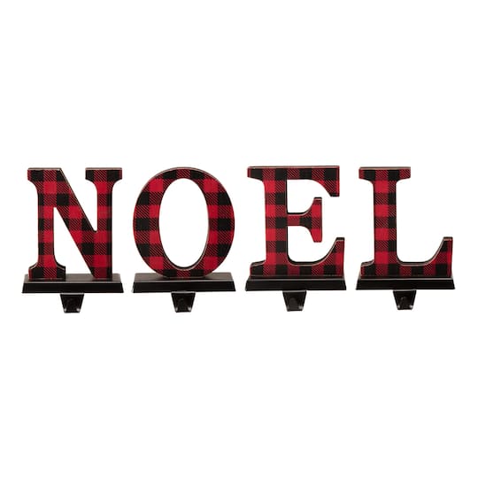 Glitzhome&#xAE; Red Plaid Noel Stocking Holders, 4ct.